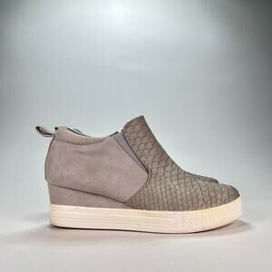 Ccocci Viva Taupe Snakeskin Slip On Side Zipper Wedge Sneakers Women's Size 7.5